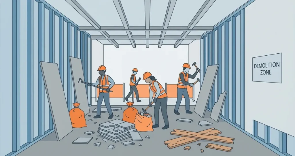 内装解体とは、建物を残して内装部分のみを解体する工事のこと