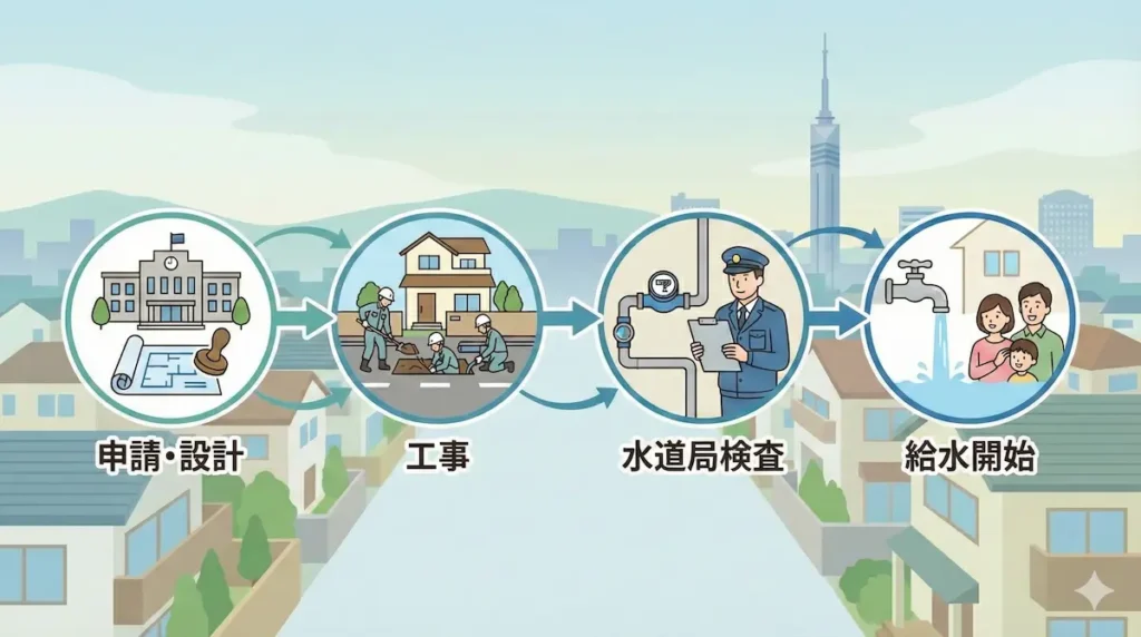 福岡市の給水装置工事の全体的な流れ
