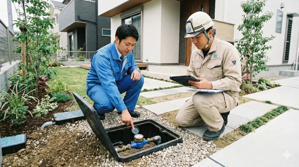 給水装置工事完了後に行われる福岡市水道局の現地検査