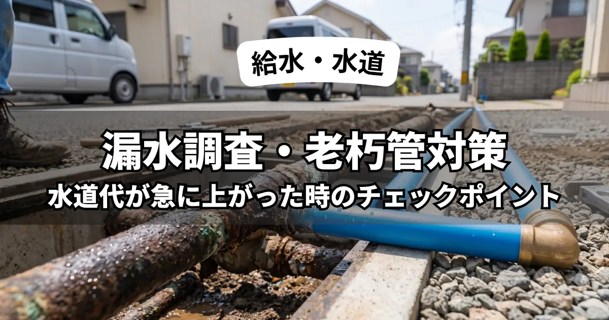 老朽化した給水管の漏水調査と配管更新工事