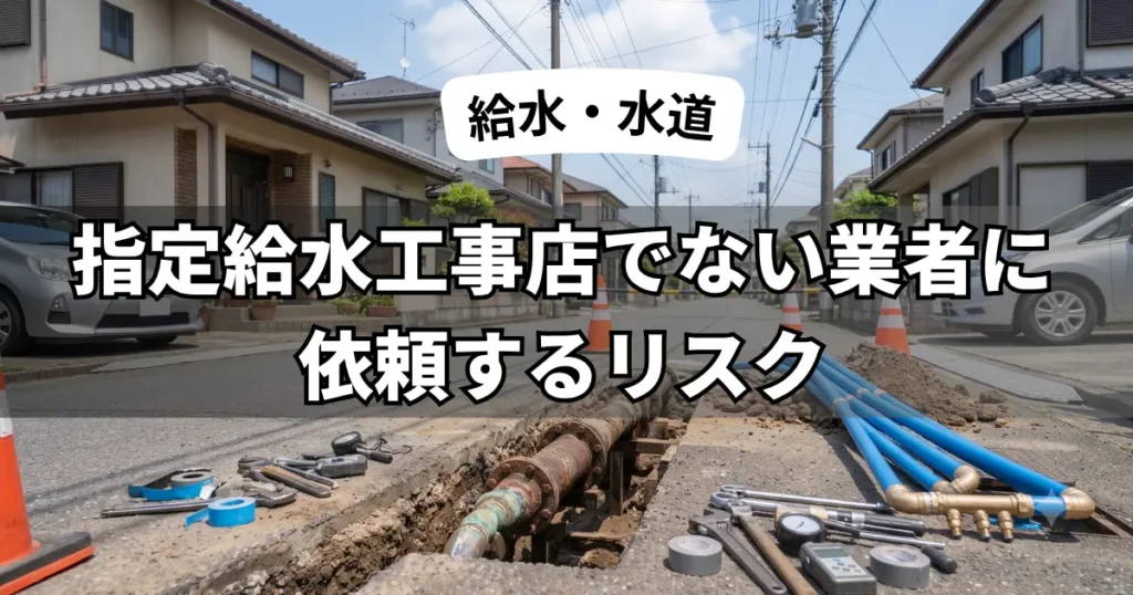 指定給水工事店以外が施工した給水工事で道路が再掘削され古い水道管が露出した現場