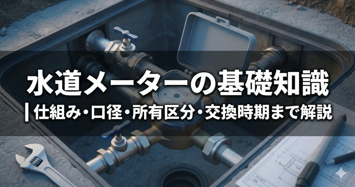 屋外の水道メーターボックス内に設置された水道メーター本体
