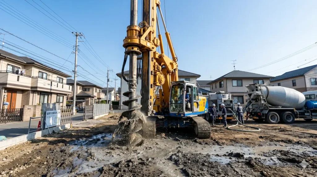 福岡市の地盤改良工事｜柱状改良によって建物を支える地盤を強化する施工