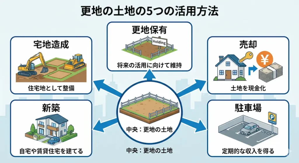 解体後の土地活用5パターン｜更地保有・売却・駐車場・新築・宅地造成