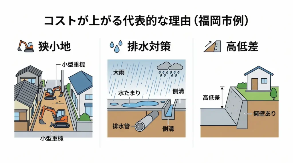 造成工事と舗装工事の費用内訳イメージ