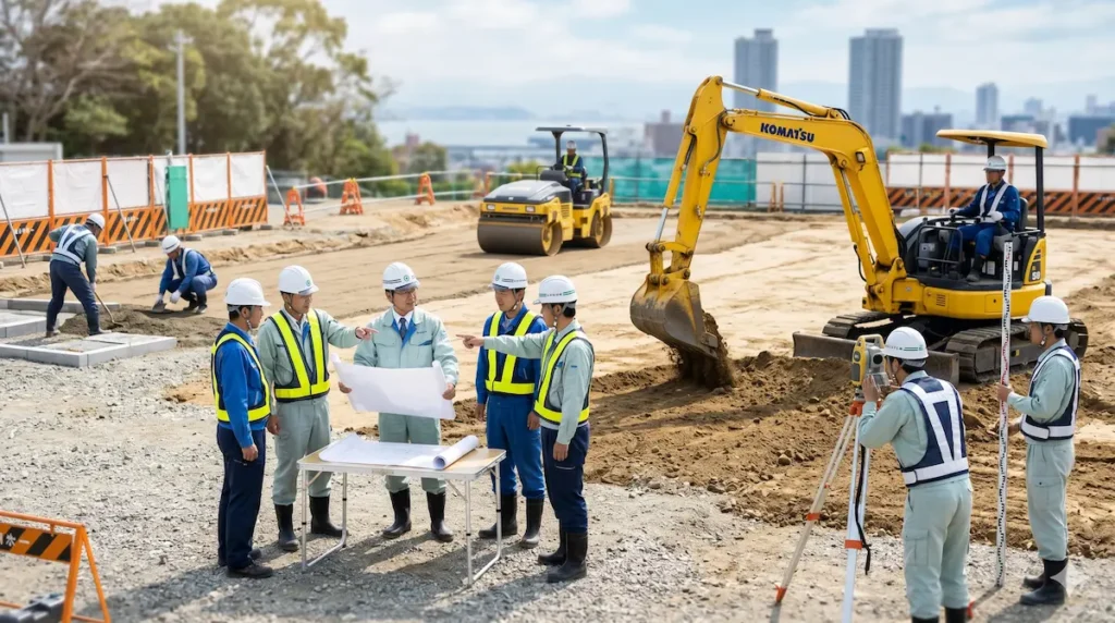 福岡市の事業用地造成工事を管理するダイシンエンジニアリングの施工現場